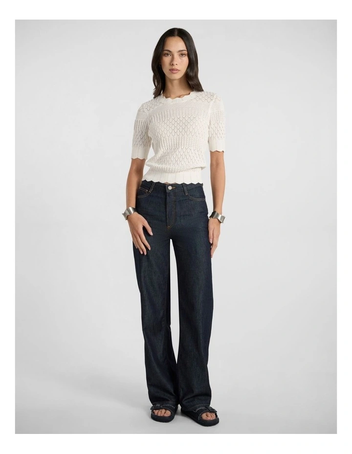 Helena Pointelle Cotton Knit in Ivory image 2