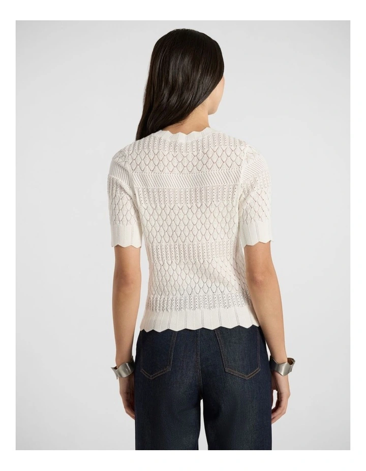 Helena Pointelle Cotton Knit in Ivory image 3