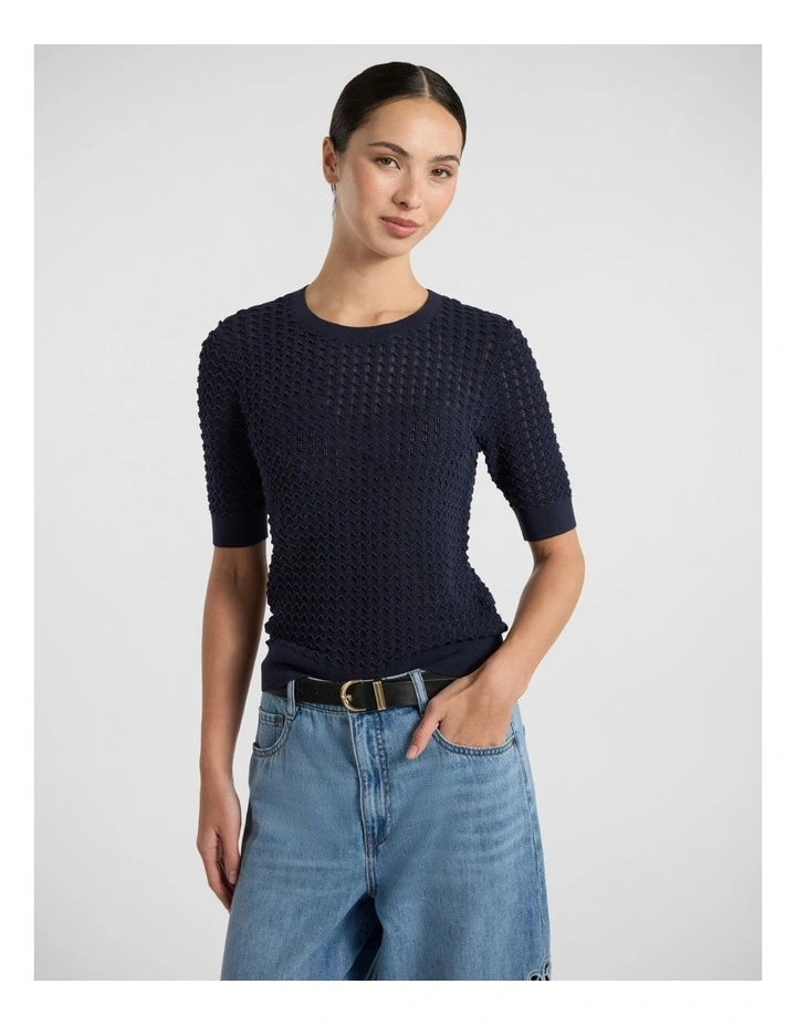 Verona Textured Knit in Navy image 1