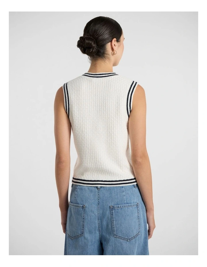 Bristol Knit Vest in Ivory/Navy image 3