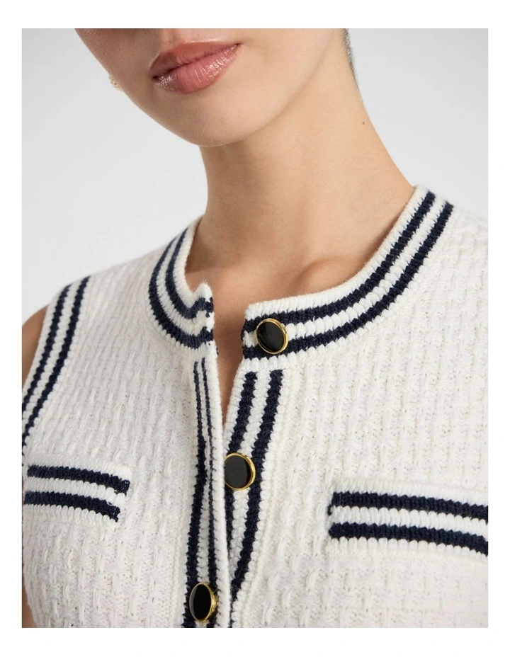 Bristol Knit Vest in Ivory/Navy image 4
