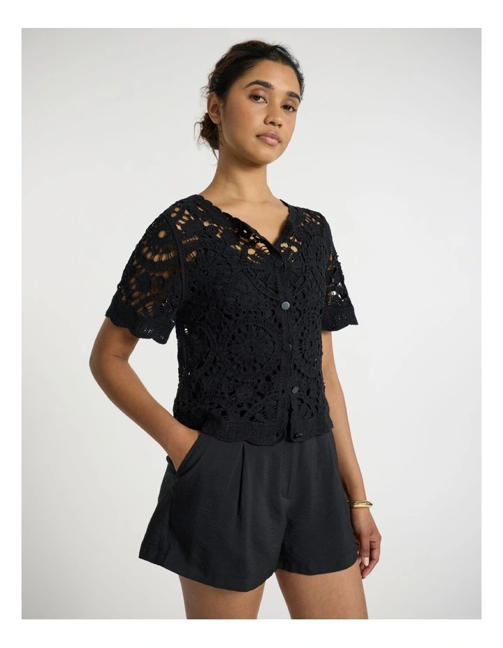 Cyprus Crochet Top in Black image 1