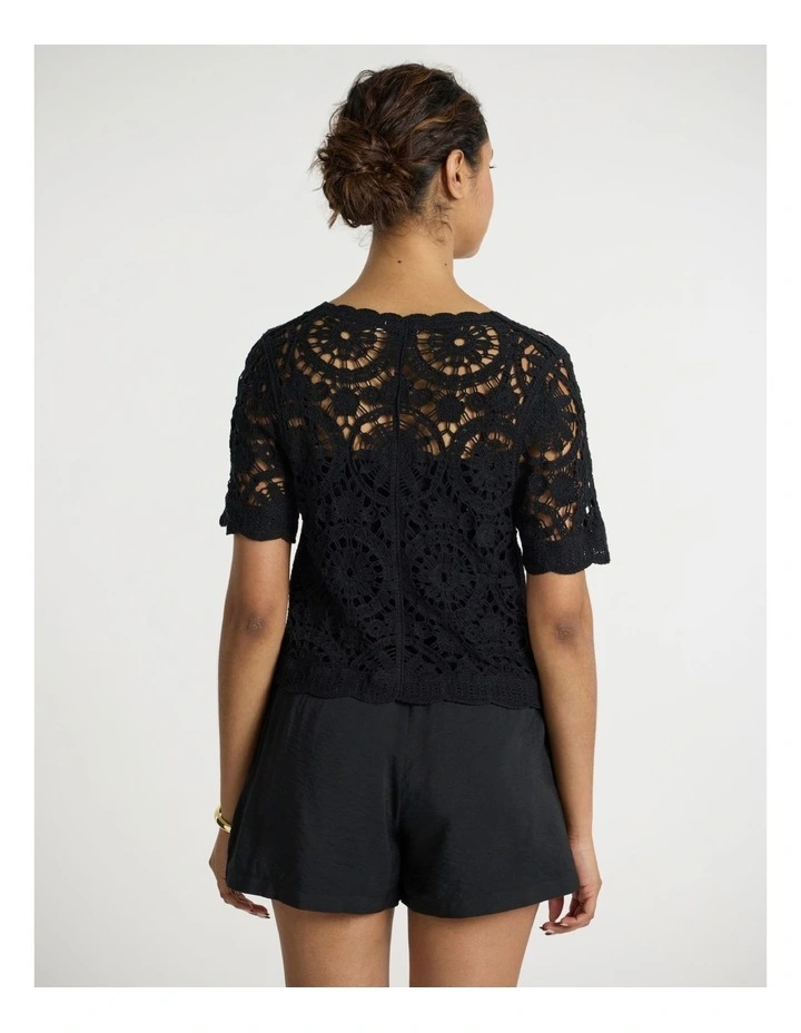 Cyprus Crochet Top in Black image 3