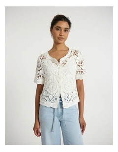 Cyprus Crochet Top in Ivory