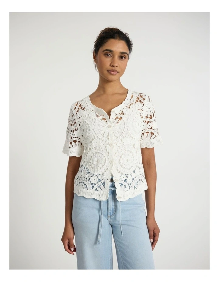 Cyprus Crochet Top in Ivory image 1