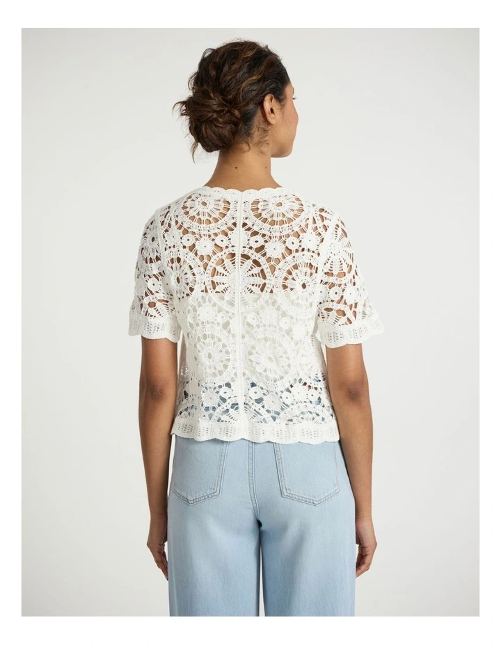 Cyprus Crochet Top in Ivory image 3