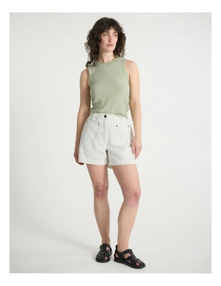 Kiki Shimmer Rib Tank in Sage Green image 2