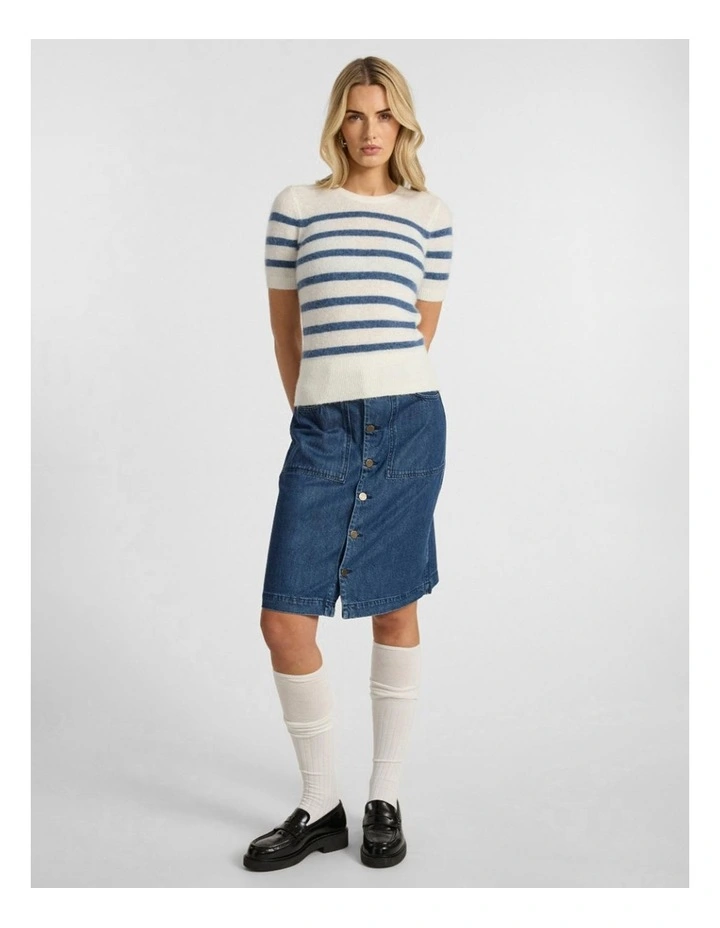 Charli Short Sleeve Knit in Ivory Stripe image 2
