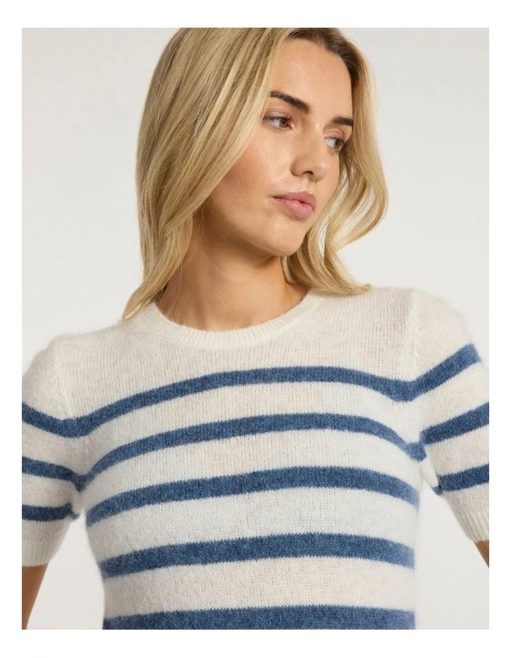 Charli Short Sleeve Knit in Ivory Stripe image 3