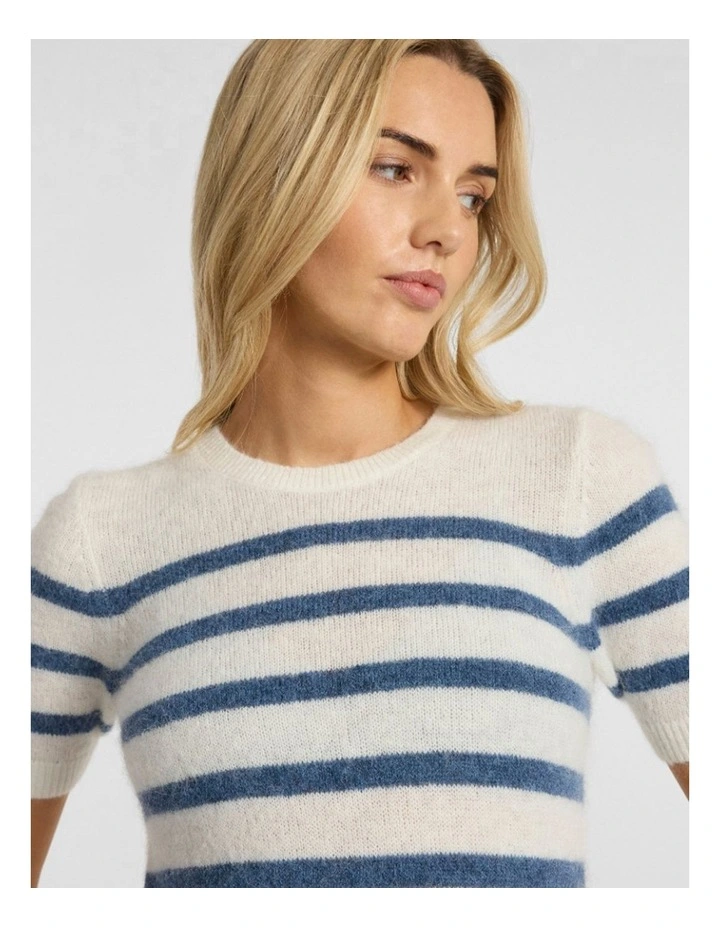 Charli Short Sleeve Knit in Ivory Stripe image 4
