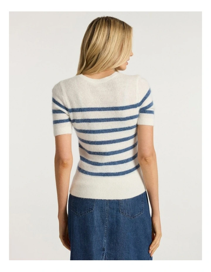 Charli Short Sleeve Knit in Ivory Stripe image 4
