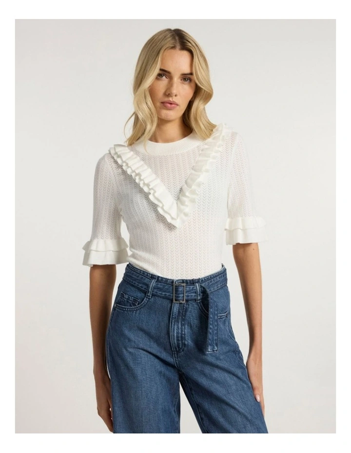 Olsen Ruffle Knit in Ivory image 2