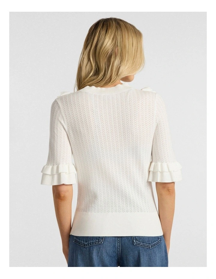 Olsen Ruffle Knit in Ivory image 3