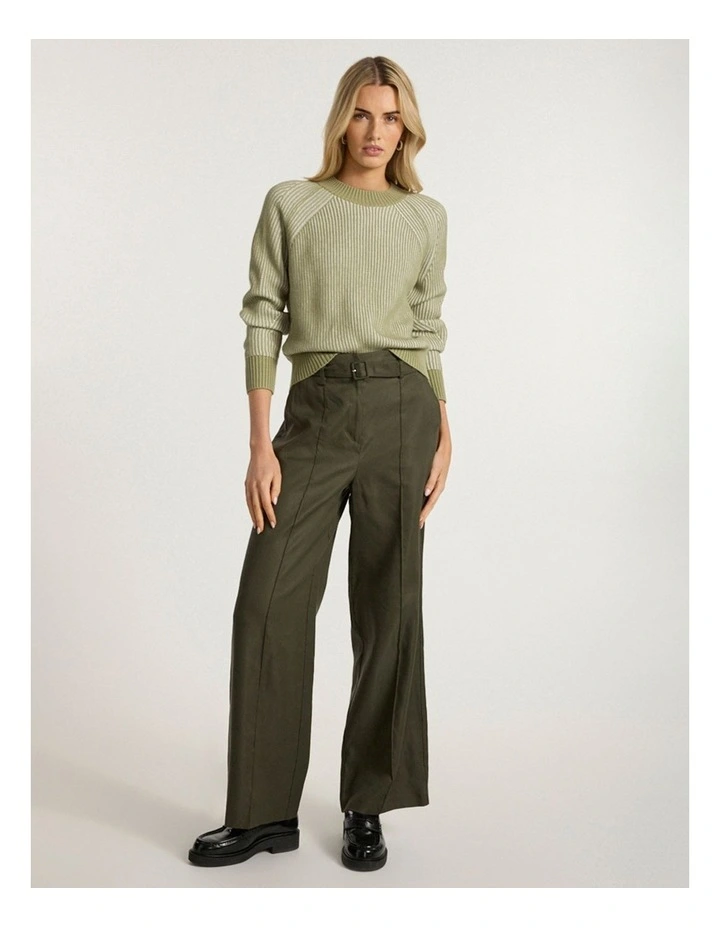 Danon Contrast Knit in Ivory/Khaki image 1