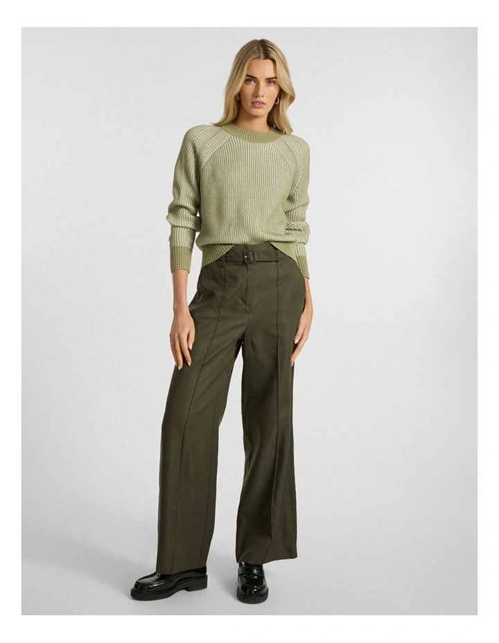 Danon Contrast Knit in Ivory/Khaki image 2