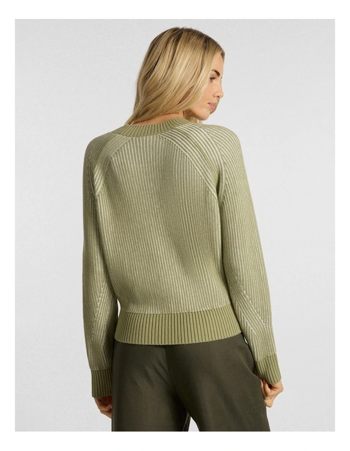 Danon Contrast Knit in Ivory/Khaki image 3