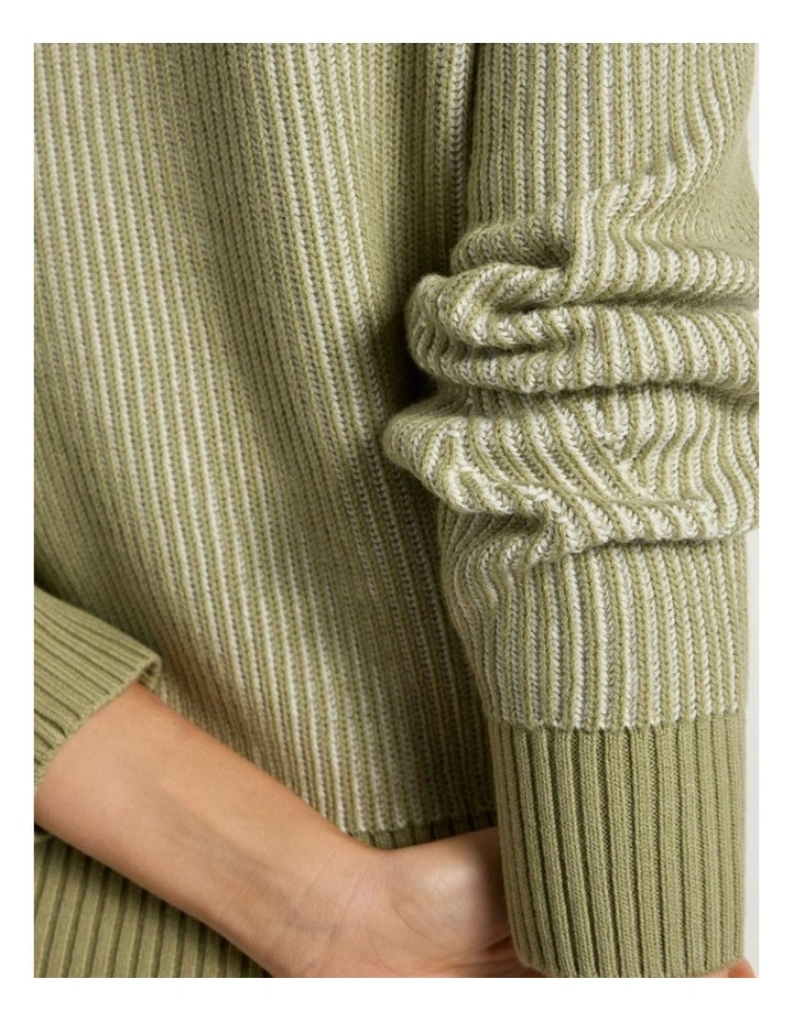 Danon Contrast Knit in Ivory/Khaki image 3