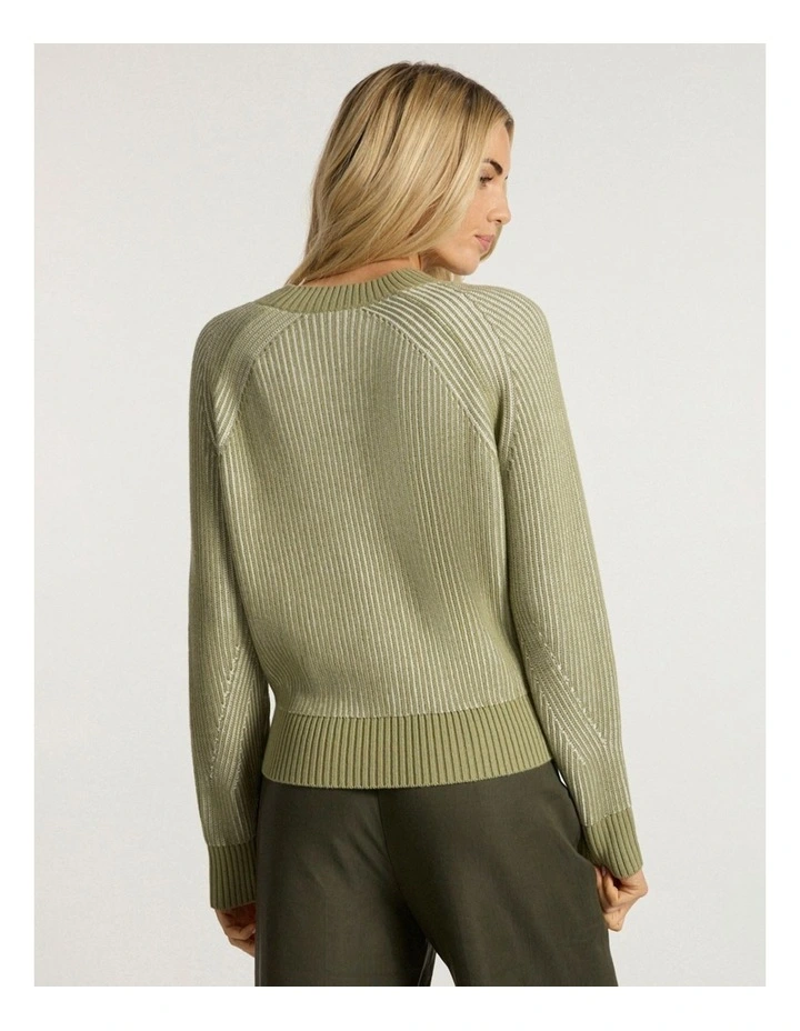 Danon Contrast Knit in Ivory/Khaki image 4