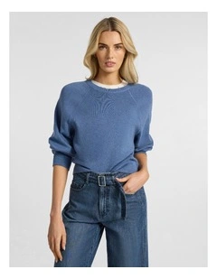 Sammie Cotton Cashmere Knit in Denim Blue