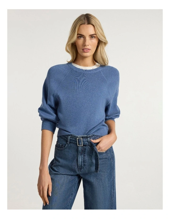 Sammie Cotton Cashmere Knit in Denim Blue image 2