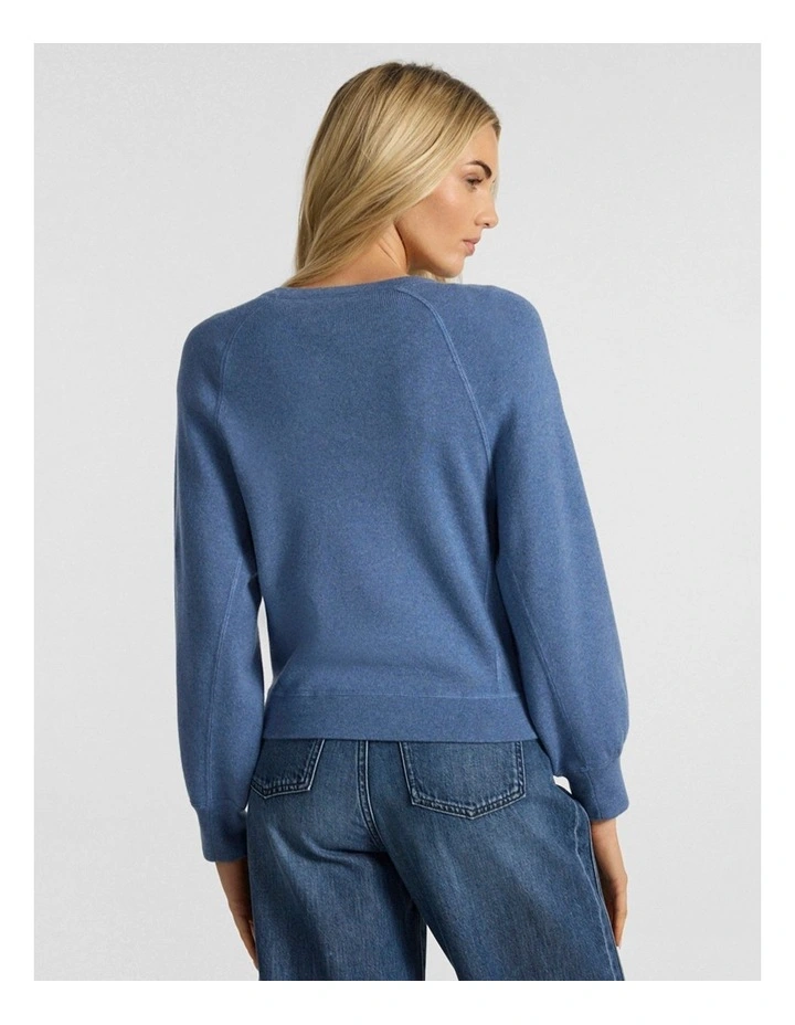 Sammie Cotton Cashmere Knit in Denim Blue image 3
