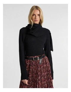 Tina Pussy Bow Knit in Black