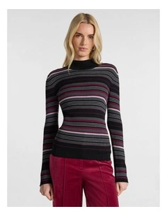 To The West Stripe Knit in Black Stripe