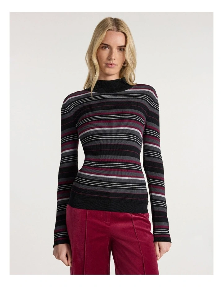 To The West Stripe Knit in Black Stripe image 2
