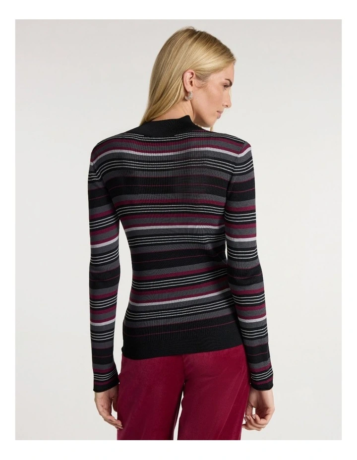 To The West Stripe Knit in Black Stripe image 4