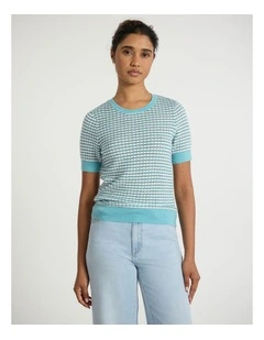 History Contrast Knit in Aqua Multi