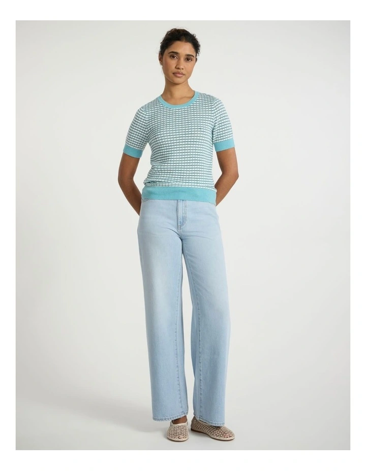 History Contrast Knit in Aqua Multi image 2