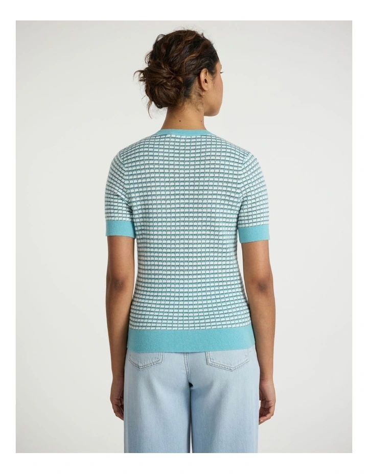 History Contrast Knit in Aqua Multi image 3