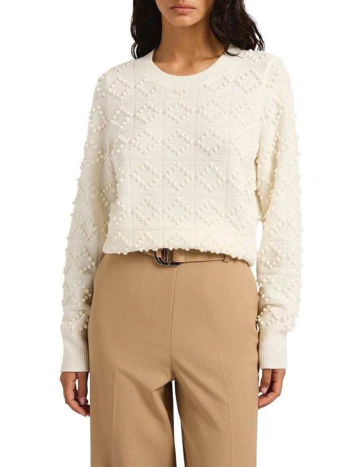 Hunter Merino Bobble Knit in Ivory image 1