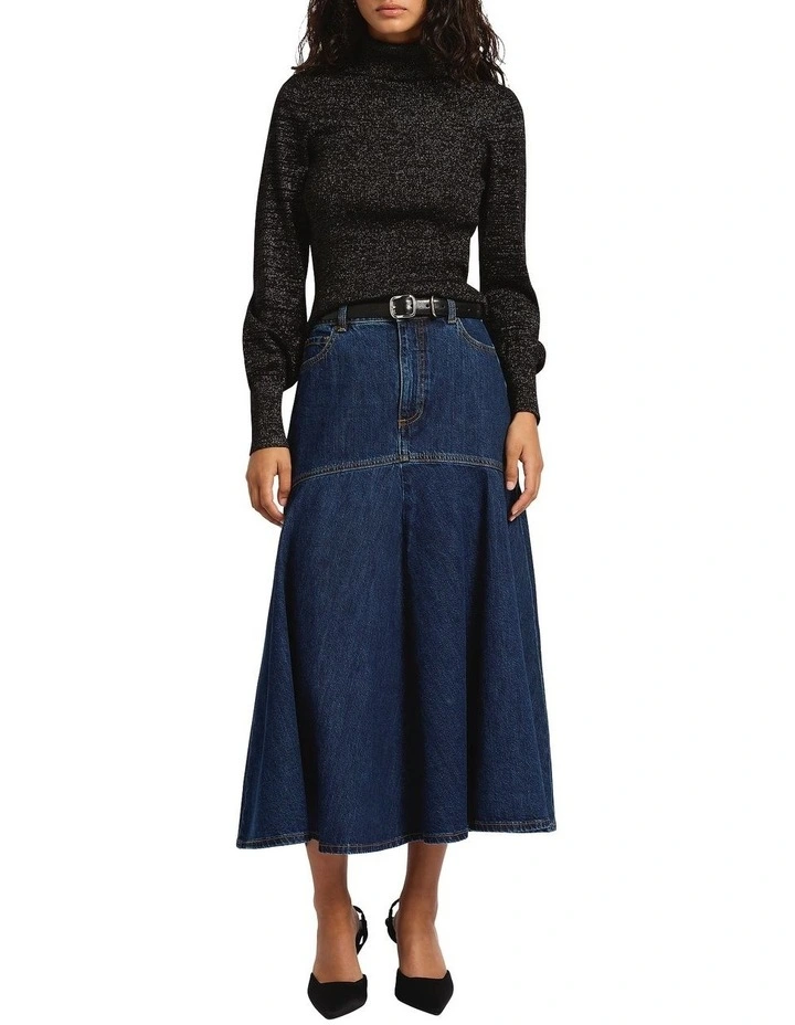 Frost Shimmer Roll Neck Knit in Black Sparkle image 4