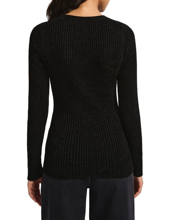 Roan Velour Sparkle Knit in Black Sparkle image 3