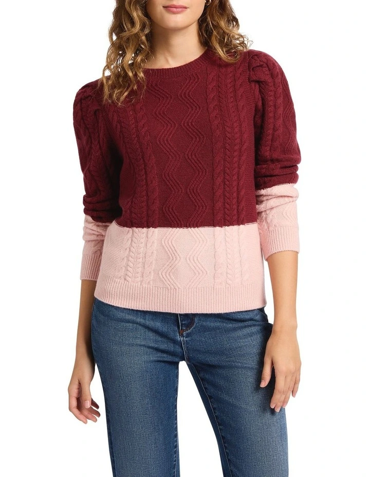 Maxine Merino Cable Knit in Pink Multi image 1