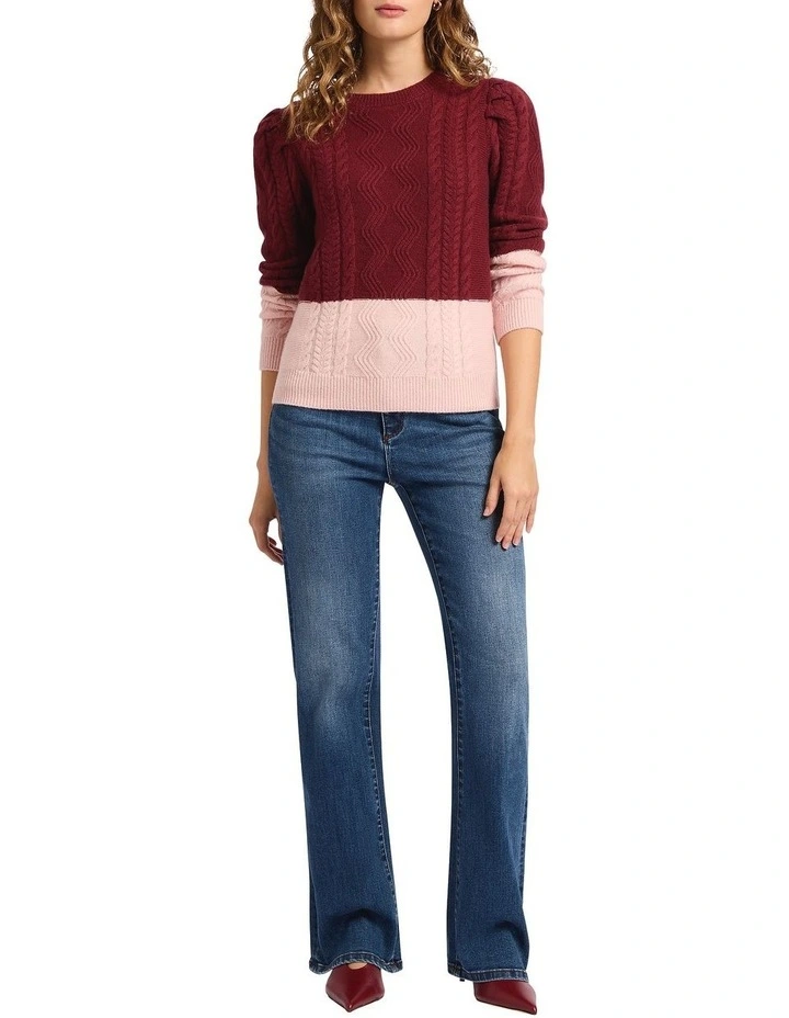 Maxine Merino Cable Knit in Pink Multi image 2