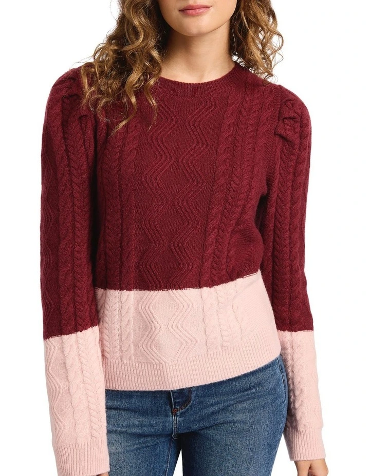 Maxine Merino Cable Knit in Pink Multi image 3