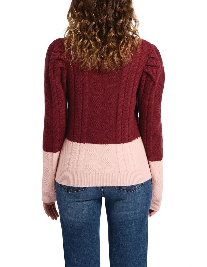 Maxine Merino Cable Knit in Pink Multi image 4