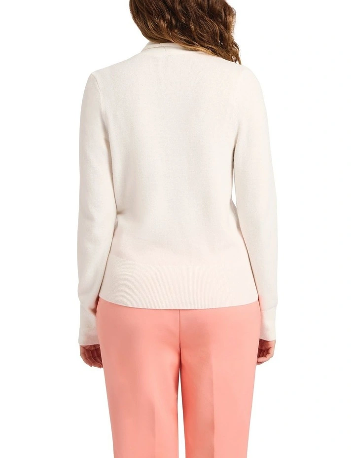 Emma Pussy Bow Knit in Ivory image 2