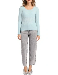 Ella Merino Rib Knit in Baby Blue