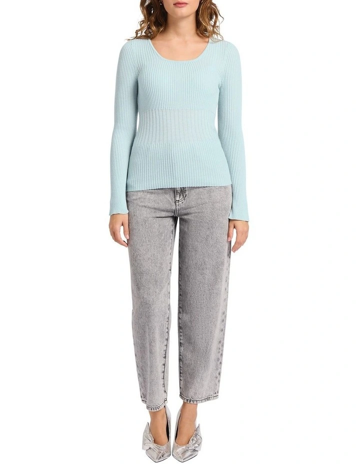 Ella Merino Rib Knit in Baby Blue image 1