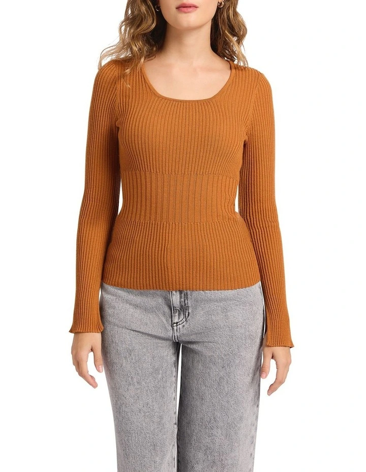 Ella Merino Rib Knit in Rust image 3