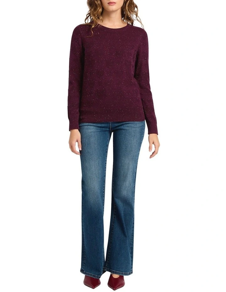 Heart Beat Cotton Speckle Knit in Wine image 1