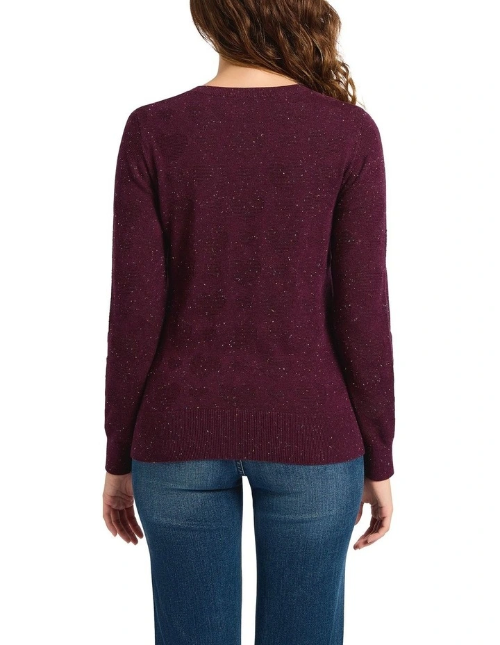 Heart Beat Cotton Speckle Knit in Wine image 2