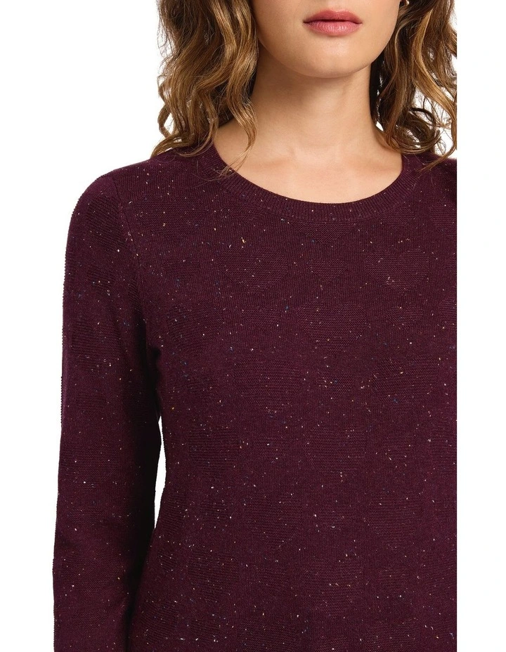 Heart Beat Cotton Speckle Knit in Wine image 3