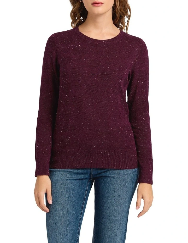 Heart Beat Cotton Speckle Knit in Wine image 4