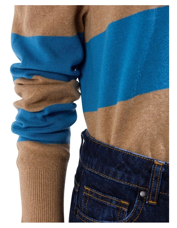 Steve Knit Polo in Blue Stripe image 4