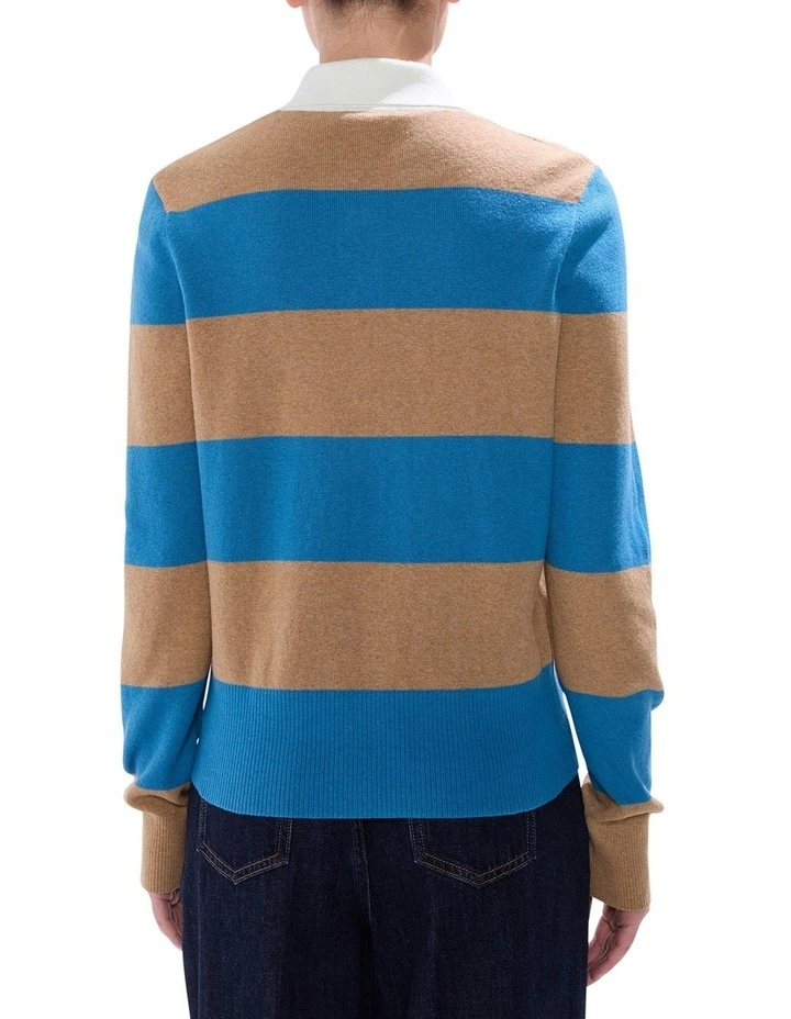 Steve Knit Polo in Blue Stripe image 5