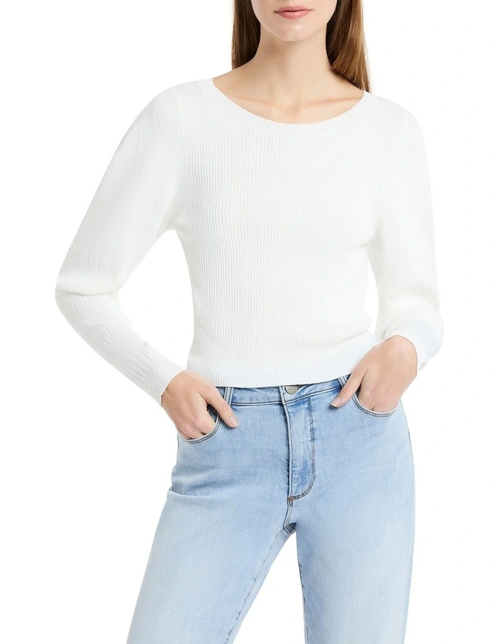 Dolores Crop Knit in White image 1